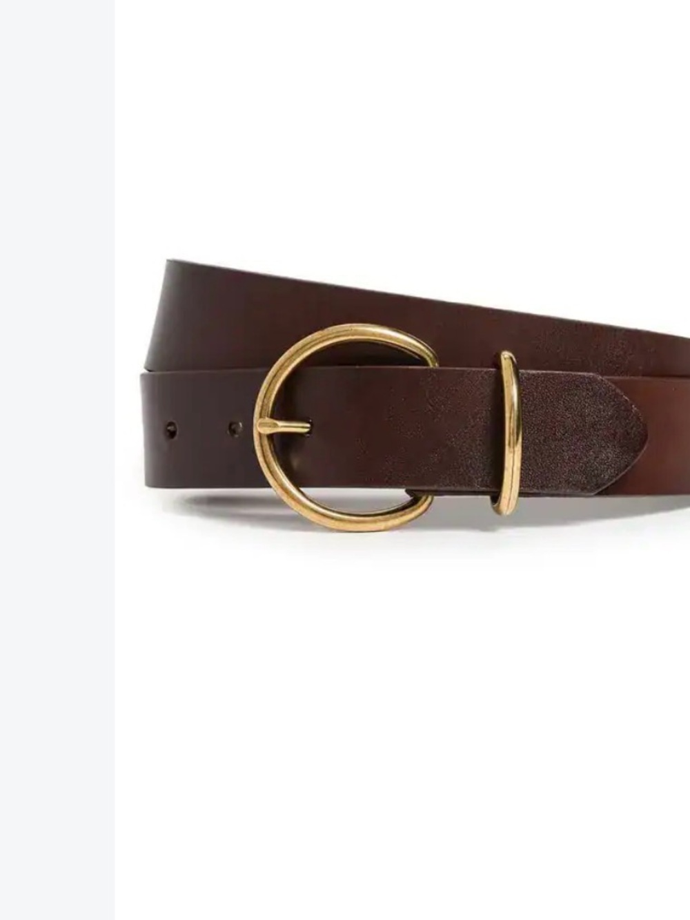 Madewell Classic Brown Leather Belt with Gold Round Buckle